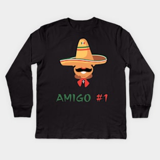 Funny Mexican Amigo #1 Group Matching Kids Long Sleeve T-Shirt